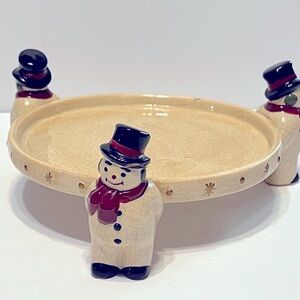 Enesco Snowman Ceramic Cake Stand